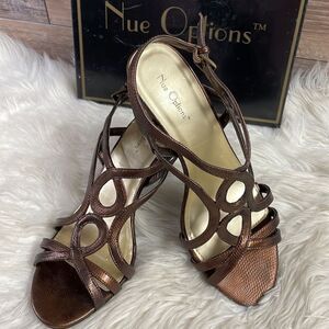 Nue Options Ladies Brooke High Heels, Size 7M, Bronze NWOT